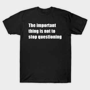 The important thing is not to stop questioning T-Shirt